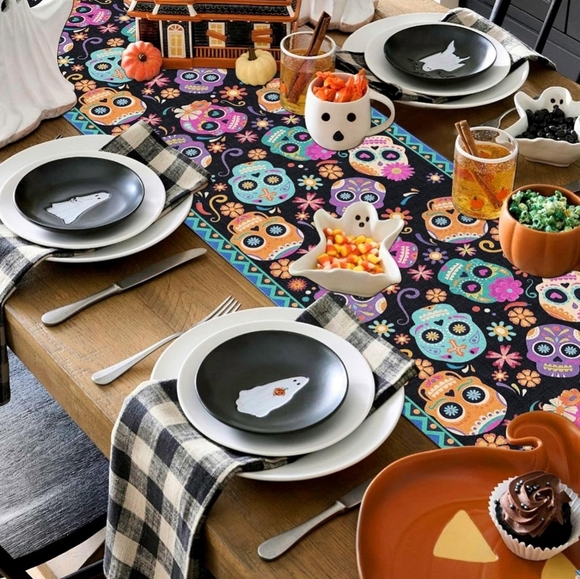 NIP! Sugar Skulls Table Runner 13x72 - Picture 2 of 3